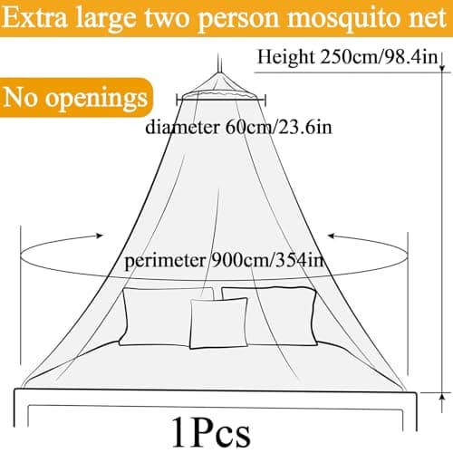 Round Mosquito Net For Bed, Mosquito Net Travel Hanging for Single King Size Beds Baby Crib Great with Fine Mesh for Travel, Camping and Canopy At Home (White) — view 2
