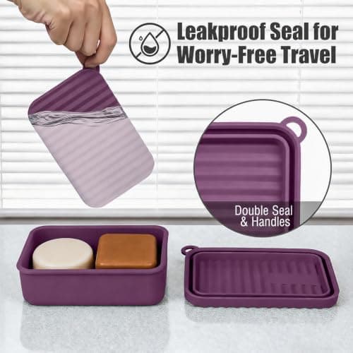 AIDIMMING Jumbo Silicone Travel Soap Case for 10 oz Soap Bars (Deep Purple) — view 3