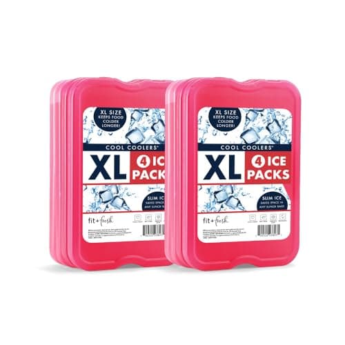 Cool Coolers by Fit + Fresh Slim Compact Reusable XL Ice Pack, Perfect for Lunch Boxes, Coolers, and Beach Bags, 8 Pack, Pink — view 2