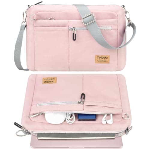 TiMOVO 13.3-14" Multiple Pockets Laptop Sleeve with Shoulder Strap, Pink