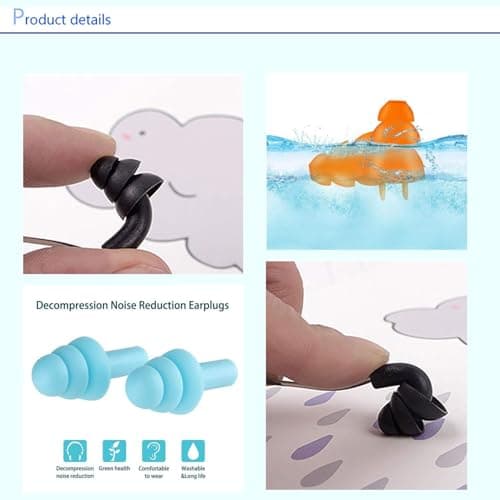 Set of 8 Reusable Silicone earplugs with Noise Reduction and Hearing Protection, Suitable for Adult Swimmers, for use in Swimming Pools, Bathing and Water Sports — view 6