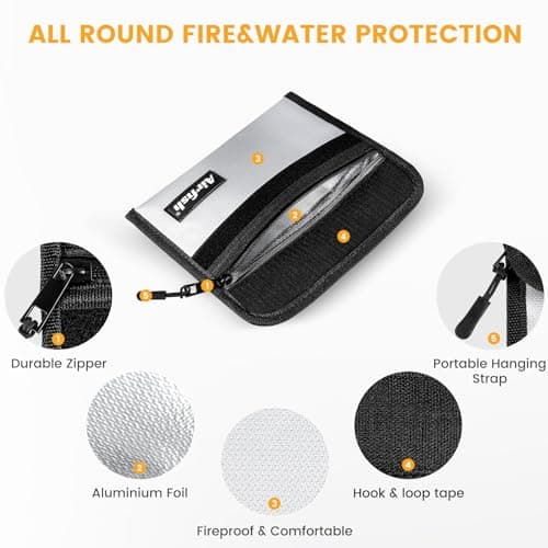 Airfish Fireproof Wallet, 5 x 8 inches, Waterproof Cash Bag with Zipper, Small Fireproof Cash Bag for Valuables, silver — view 5