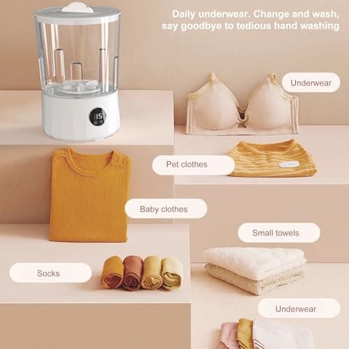 Mini Washing Machine Portable 1.5L – Small Wireless Clothes Washer With 3 Modes & Blue Light – Rechargeable Laundry Cleaner For Underwear, Socks – RV, Dorm, Travel, Camping, Apartments — view 4