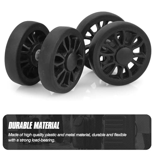 Zoofen 8 Pcs Luggage Replacement Wheels 50 x 11mm Double Luggage Wheels Rubber Suitcase Replacement Casters(Black) — view 5