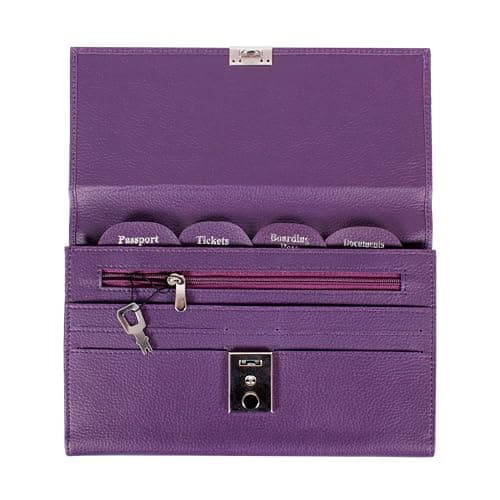 AR BRAND EST. 2021 Travel Document Wallet Organiser with Lock for Passport (Purple) — view 3