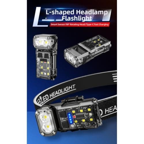 FACAIIO Rechargeable LED Headlamp with Motion Sensor, 800mAh USB Light, IPX4 Waterproof & 60° Adjustable, Hands-Free Headlight for Running Camping Hiking — view 6