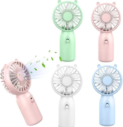 Portable Handheld Fan,4 pack Colorful Mini Hand Fan Battery Operated Personal Portable Fans Pocket Design For Travel/Summer/Outdoor/Makeup/Party,Gifts For Kids Girls Women Men — view 6