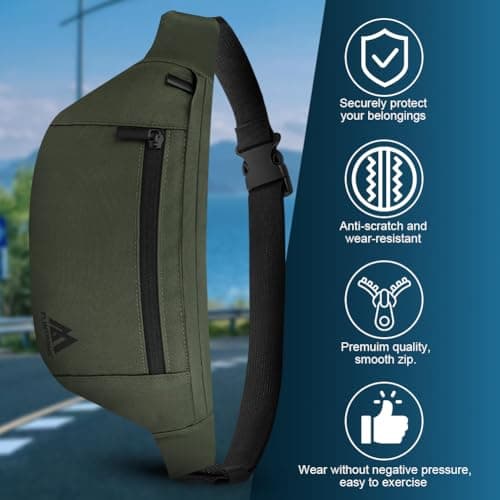 Flintronic Bum Bag, Waist Bags for Men Women, Travel Waist Pack with Adjustable Belt, 4 Compartments, Waterproof Bumbag for Sports, Running, Cycling — view 6