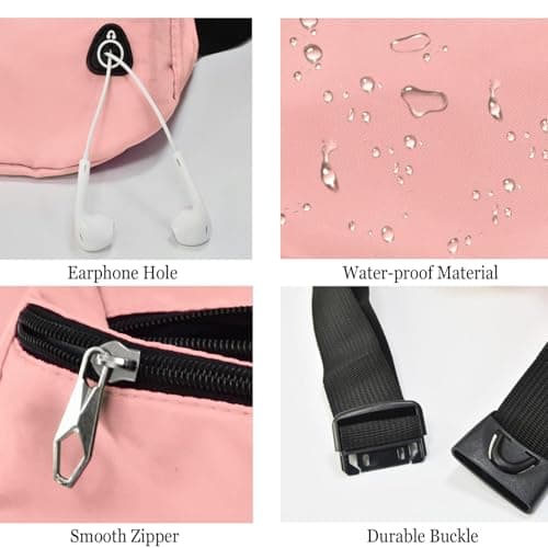 Rosoz Bum Bag, Belt Bag Women's Bum Bag Men's Gifts Sports Hip Bags for Outdoor Travel Running Cycling, rose — view 4