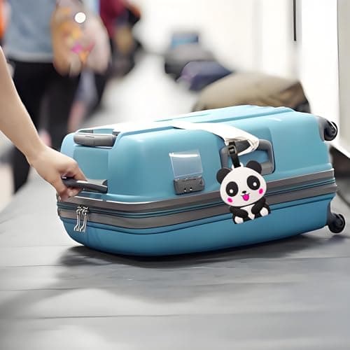 Generic 2PCS Cute Panda Suitcase Tags with Name ID Card, Silicone Secure Luggage Labels for Travel, Perfect to Quickly Spot, Baggage Labels, Handbag Tag for Kids Boys Girls — view 4