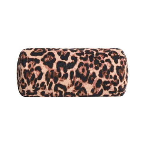 OHS Leopard Inflatable Bolster Pillow, Gifts for Women Lightweight Compact Back Support Beach Pillow with Soft Microfibre Cover for Sun Loungers Poolside Portable Travel Cushion, 36 x 16 x 16cm