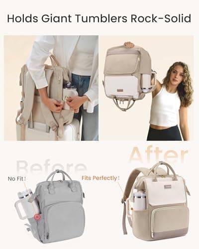 LOVEVOOK Backpack Womens, 15.6 inch Laptop Rucksack Bag for Ladies With Carrier Pocket for Large Cup, Hand Luggage Travel Backpack Waterproof College School Bag Casual Daypacks for Work Business Uni — view 2