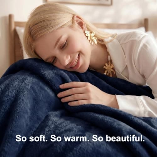 WAVVE Fleece Blanket Sofa Throw Navy Blue 4ft x 5ft - Fluffy Soft Warm Versatile Blanket for Sofa/Couch/Bed Throw/Single Size, 130x150 cm — view 3