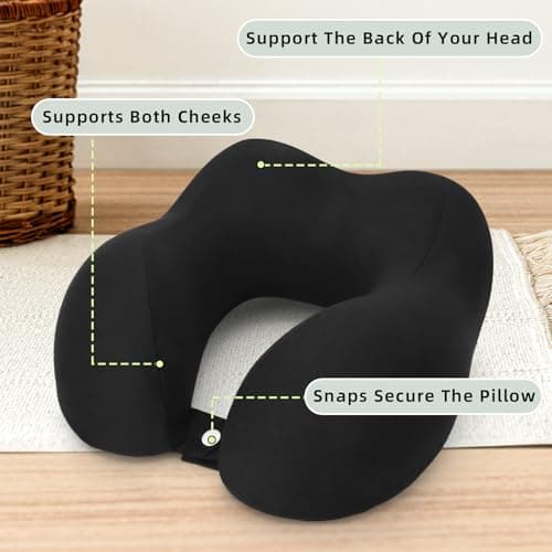 Petgulu Travel Pillow Memory Foam - Lightweight & Quick Pack Neck Pillow for Airplane Car, Neck Pillowt for Travel, Camping, Office & Home - with Storage Box — view 4