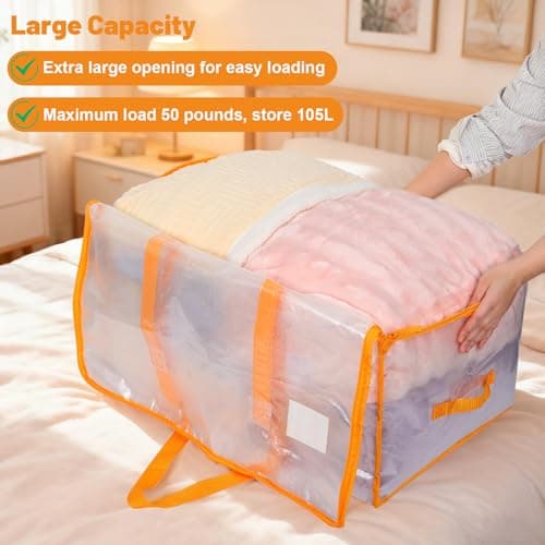 Dntorx 4 Pack 105L Moving Bags Clothes Storage Bags Drom Packing Box, Orange — view 4
