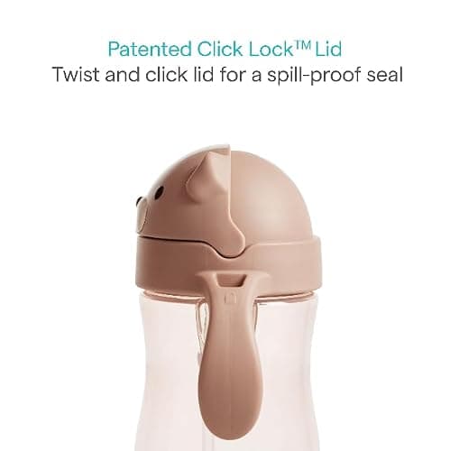 Munchkin Any Angle Spill Proof Weighted Straw Trainer Cup | Transition Sippy Cups for Toddlers and Babies | Click Lock Technology & Fun Animal Design | Baby led Weaning | 296ml | Dog — view 4
