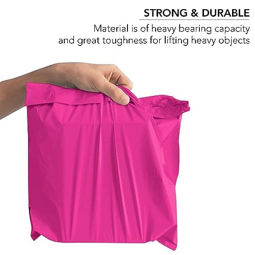 60 Mixed Mailing Postal Self-Seal Closure Plastic Bags - Envelopes for Posting Clothes, Postal, Packaging, Shipping Bags - Tempered Proof, Secure Medium Postage Bags - Mixed Sizes Hot Pink — view 3