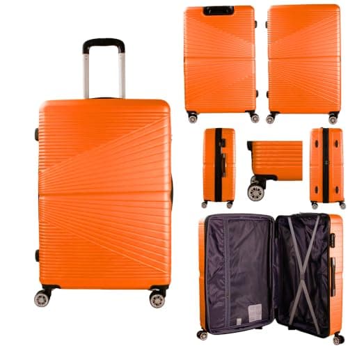 Set of 3 Pcs Luggage Hard Shell Suitcase, Orange — view 3