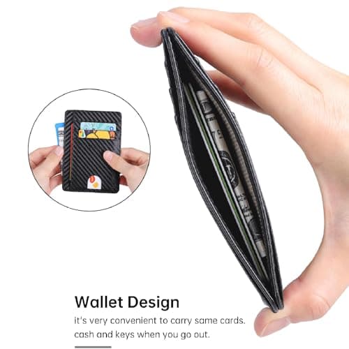 Jidyllic Men Card Holder Wallet,Slim Leather Wallet Minimalist Credit Cards Holder 8 Cards and Bank Notes Ideal for Travel 1 ID Window Minimalist Small Size (Rhombic) — view 5