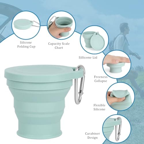LFBEST Collapsible Cup, Silicone Foldable Cup with Sealing Lid Carabiner — view 3