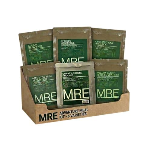 MRE Meal Ready to Eat Multi Pack – 6 Variety Military Style Emergency Food Rations | Shelf Stable Long Life Meals | Camping, Hiking, Festival & Emergency Preparedness Food Pack