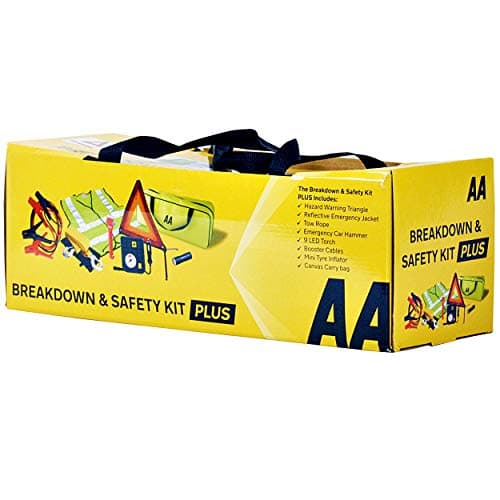 AA Vehicle Breakdown Safety Kit Plus AA5618 – Tyre Inflator, Warning Triangle, Tow Rope, Hi-Vis Vest, Torch, Glass Hammer, Booster Cables, Storage Bag & Travel Fleece Blanket — view 2
