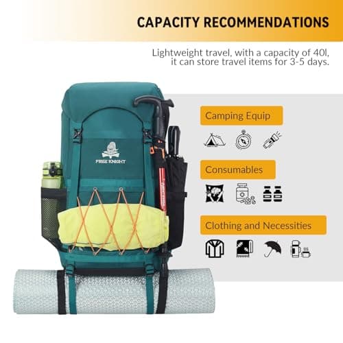 Bseash 40L Waterproof Hiking Backpack with Rain Cover, Outdoor Sport Travel Bag Daypack for Camping Climbing Cycling Skiing (Red) — view 6