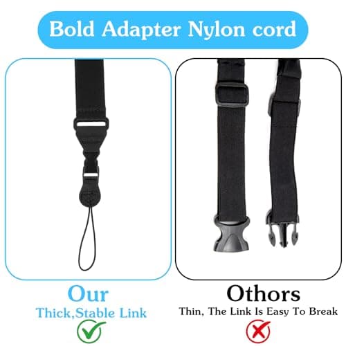Larrel Adjustable Shoulder Strap, Comfortable Nylon Neck Strap, Black Neck Lanyard for Camera, Tablet, Binocular, Cellphone, Crossbody, Laptop, Luggage Bag — view 3