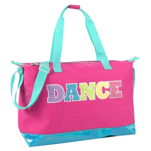 Over The Shoulder Garment Dance Bags for Girls, Teen Dancers, Costumes, Boys | Holographic Glitter Dance Workout Bag for Kids, Competitions, Dance Pink & Blue, Casual