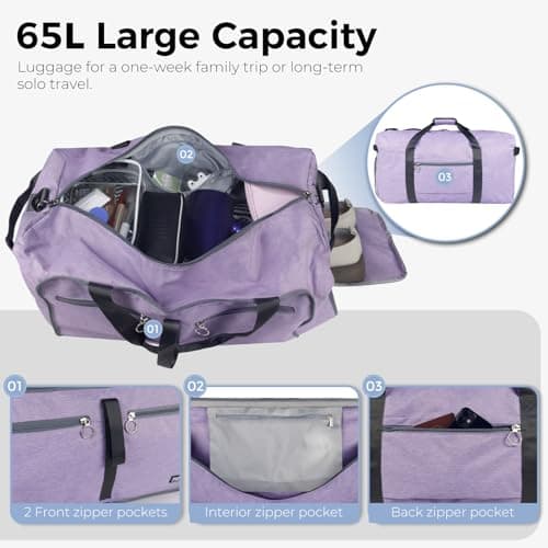 Fmeida 65L Foldable Travel Duffle Bag Waterproof Holdall Luggage Bags — view 4