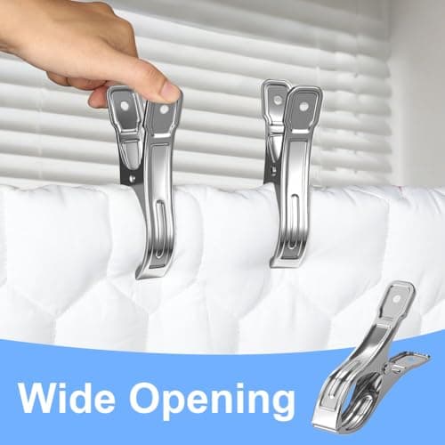 Vicloon Stainless Steel Beach Towel Clips, 12 Pcs 12cm Large Stainless Steel Sunbed Towel Pegs, Stainless Steels Laundry Clip Towels Pegs for Sunbeds, Sun Loungers, Pool Chairs, Laundry — view 6