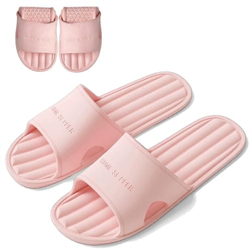 Travel Slippers for Women, Portable Foldable Slides Non-Slip Foldable Summer Sandals Shower Shoes for Hotel Spa Gym Beach (L, UK Footwear Size System, Adult, Women, Numeric Range, Medium, 5.5, 6.5)