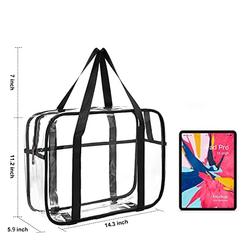 ONEGenug Large Clear Travel Toiletries Bag Makeup Bag Transparent Toiletry Bag Thick PVC Zippered Clear Wash Bag Diaper Beach Bag for Men and Women(Black) — view 2