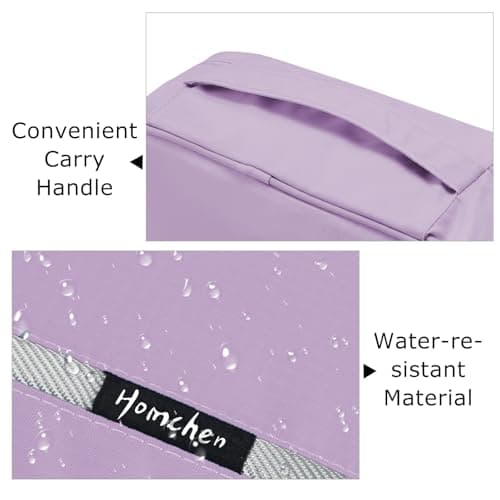 homchen Hanging Toiletry Bag Travel Kit for Men Women, Upgrade Large Capacity Wash Bag Makeup Bag with 4 Compartments, Foldable Compact Size (Light Purple) — view 4