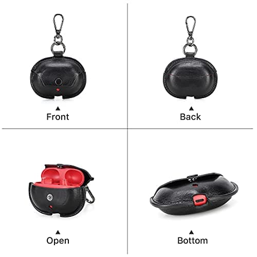 Handmade Genuine Leather Earphone Travel Storage Case Cover suits for Beats Studio Buds True Wireless TWS Earbuds Durable Carrying Protective Cover (CF1136Black-A) — view 2