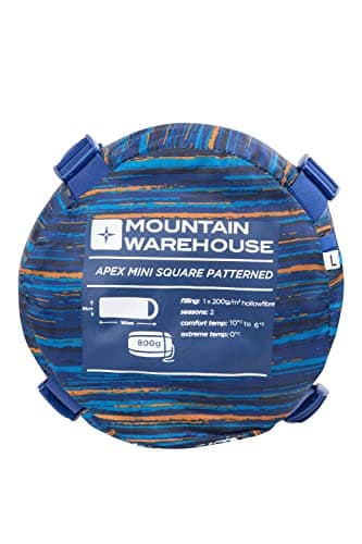 Mountain Warehouse Apex Mini Square Patterned Sleeping Bag - 2 Season, Lightweight & Insulated Bag - For Autumn, Camping, Hiking & Trekking Blue — view 5