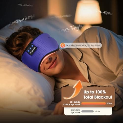 LC-dolida Bluetooth Sleep Mask Headphones,Total Blackout for Travel & Nap — view 2