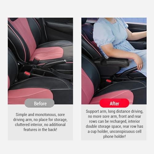 Ausla Car Central Storage Organizer, Sliding Armrest 6 USB Ports (Black) — view 4