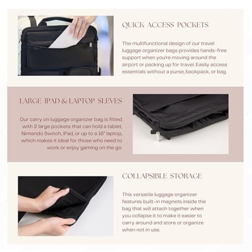 BAREFOOT CARIBOU Over Luggage Organizer, 16 Inch Laptop Sleeve, Black — view 5