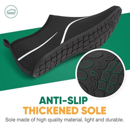 gitzing Water Shoes for Women Men Beach Quick-Dry Swim Aqua Socks Breathable Barefoot Shoes for Beach Surfing Driving Pool Yoga Travel(Black,39 EU/6 UK) — view 6