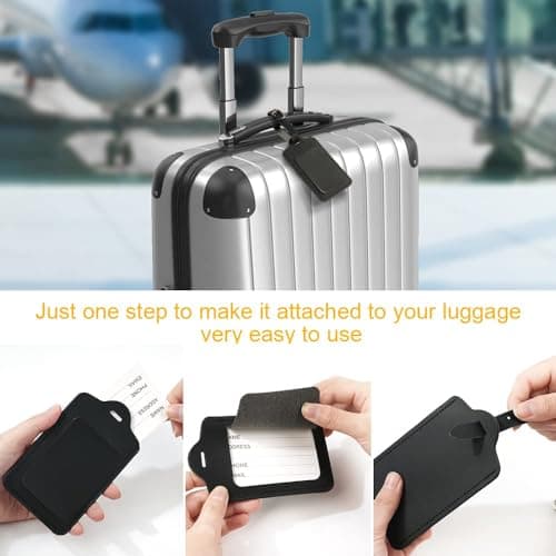 flintronic Travel Luggage Tags, 2PCS Baggage Labels, Suitcase ID Tags, Handbag Tag Labels, Luggage Suitcases Tags for Preventing Loss of Bags and Suitcases, Black — view 5