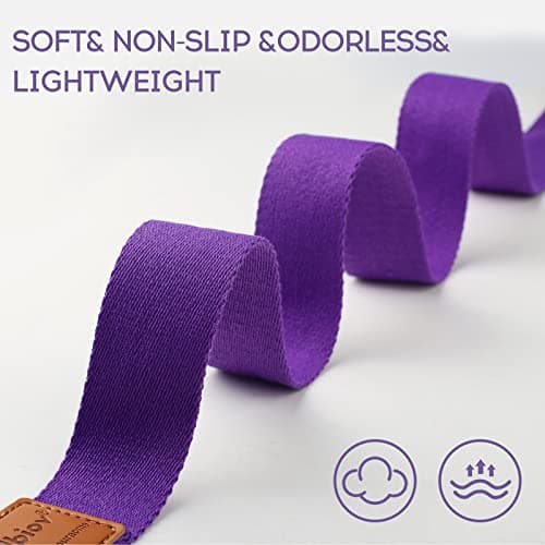 voidbiov D-Ring Buckle Yoga Strap 1.85 or 2.5M, Durable Cotton Adjustable Belt Perfect for Holding Poses, Improving Flexibility and Physical Therapy Dark Purple — view 4