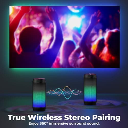 VOSFEEL Bluetooth Speaker Wireless - Portable Speakers Wireless Bluetooth With LED Light Louder Volume Bass Music Stereo, TF Card, USB, Aux, Mic for Home Outdoor Party Travel — view 5