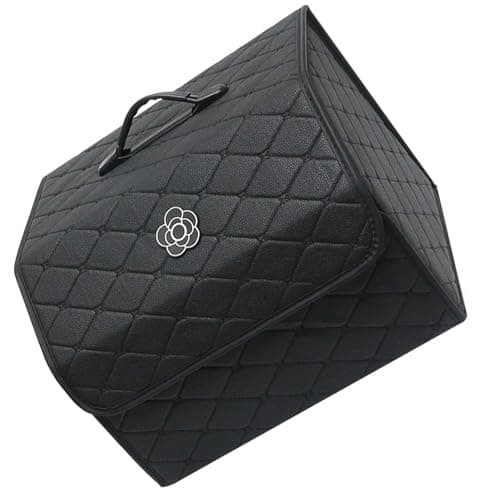 Jenngaoo Car Trunk Storage Organizer, High Capacity PU Leather Storage Box with Lid, Multipurpose Portable Car Organizer for Vehicle Accessories Trunk Storage and Travel Essentials (Black ‑ Large) — view 5