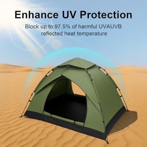 BREEZENEST 2-3 Person Instant Pop-Up Dome Tent – Waterproof & UV Protection Camping Tent for Hiking, Outdoor, Backpacking, Includes Carry Bag (Green) — view 6
