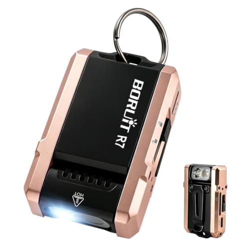 BORUIT R7 LED Torch Rechargeable, Mini EDC Powerful Keychain RGB Flashlight