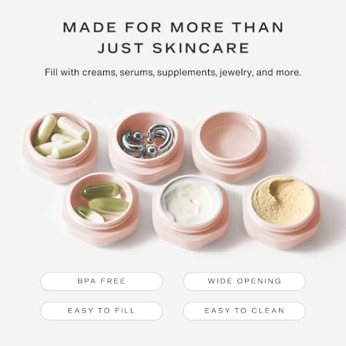 Cadence Travel Containers - Skincare Set - Magnetic Travel Capsules - for Facial Cleanser, Moisturizer, Sunscreen - 3 Small Capsules (0.56oz) with Cleanser, Moisturizer & Sun-Icon Labels - Petal — view 6