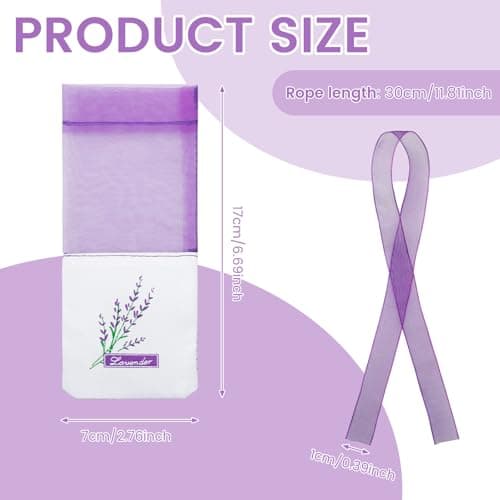 100Pcs Lavender Bags Empty, Purple Drawstring Lavender Bags for Wardrobes — view 2