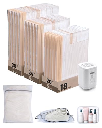 BAGSMART Travel Vacuum Bags 18 Pack with Wireless Pump Airtight Space Saver