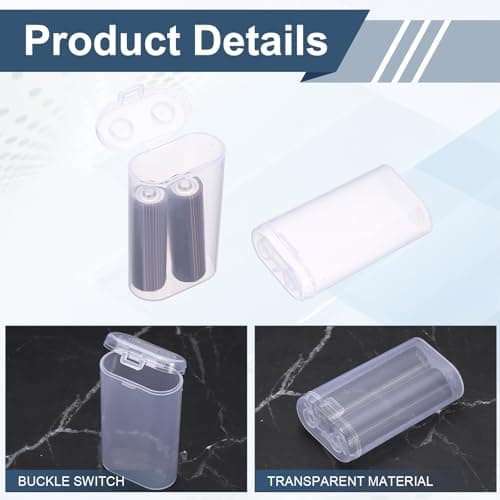 sourcing map Battery Organizer Storage Box, 2 x 18650 Batteries Plastic Clear Battery Storage Case Holder Garage Container Portable Organizer for Travelling, Home, Office, Garage (Pack of 2) — view 3